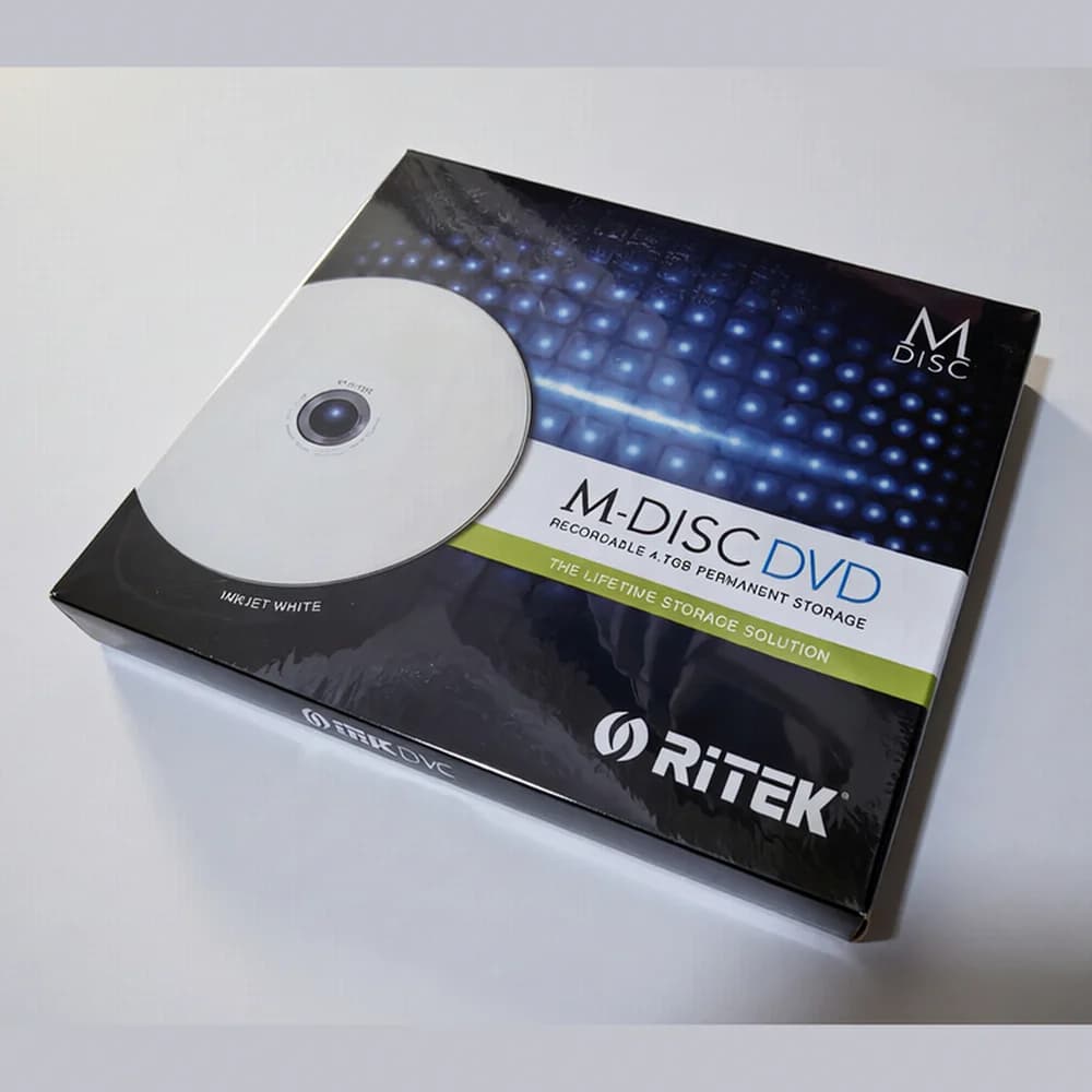 Ritek MDisc M-Disc DVD R, 4.7 Go, archivage à vie, jet d'encre imprimable 4X, enregistrable en conti