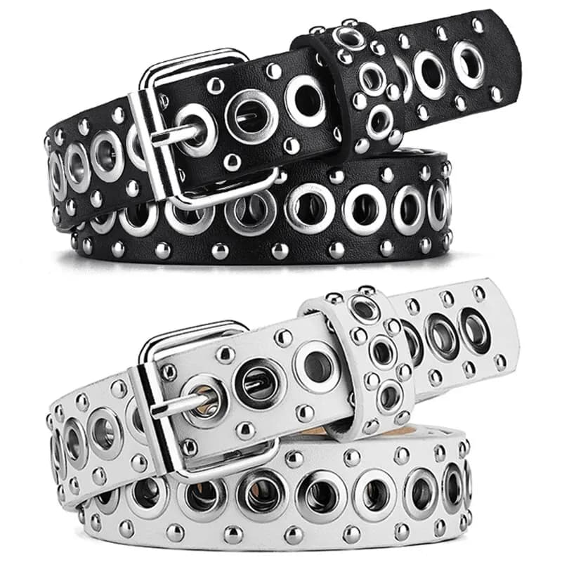 Ceinture fine à rivets pour femmes, à la mode, avec boucle à aiguille personnalisée, tendance de rue