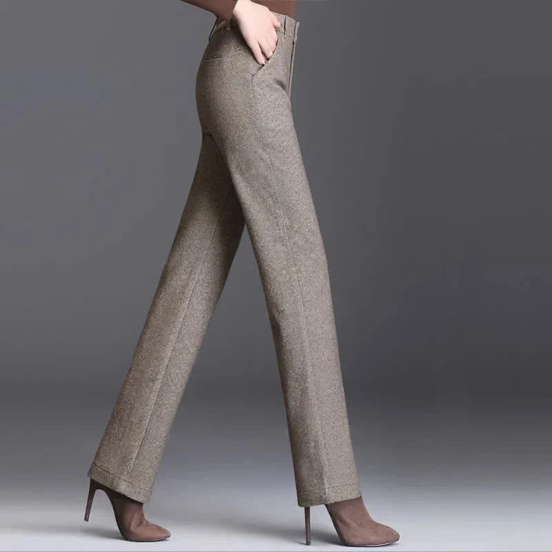 Pantalon en laine pour femme, taille haute, droit, décontracté, 5XL, 6XL, 7XL, haute qualité, mélang