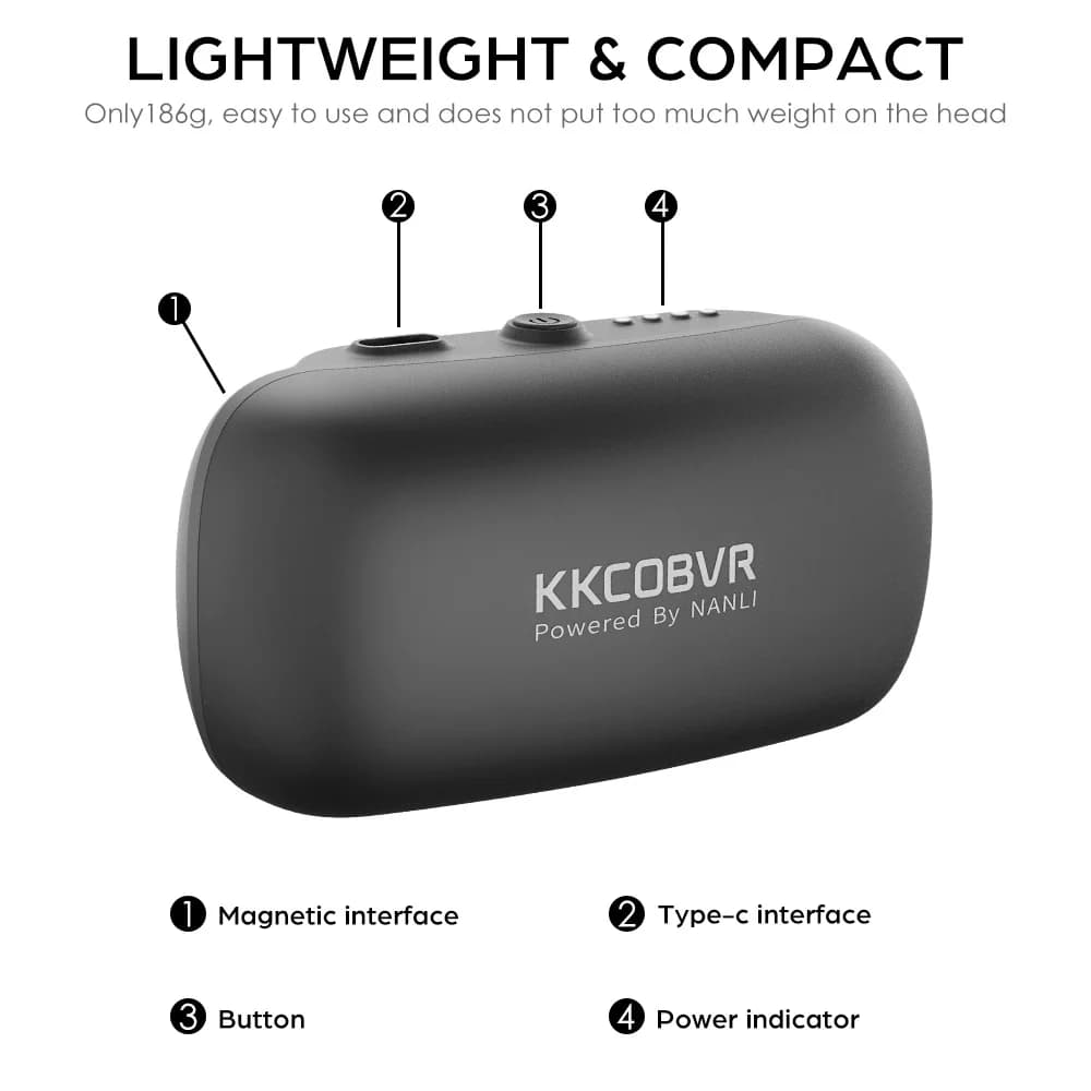 Batterie de sangle de tête noire KKCOBVR P2, adaptée à KKCOBVR Q3PRO, O2, P4, Q2PRO et autres séries