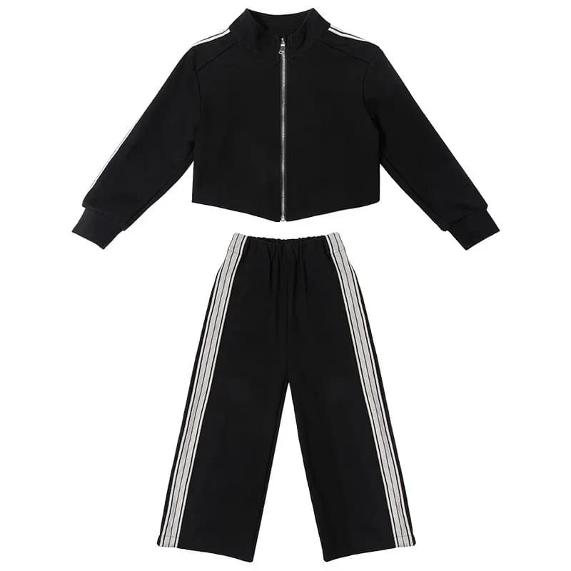 Ensembles décontractés à la mode pour filles, costumes de sport pour enfants, veste à manches longue