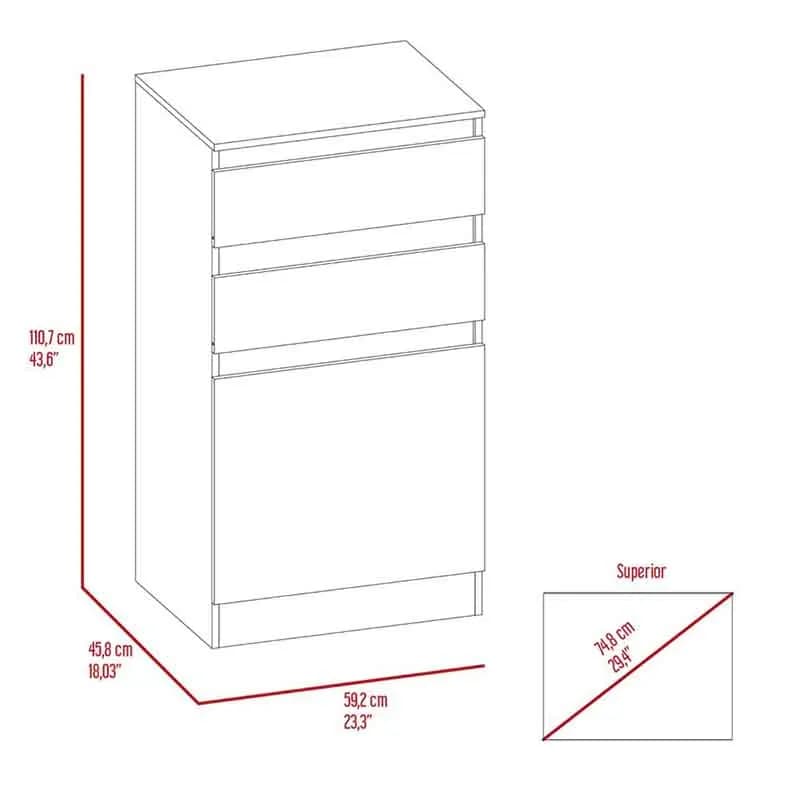 Commode céleste, boîte à bijoux, miroir, deux portes de proximité, armoire à porte unique