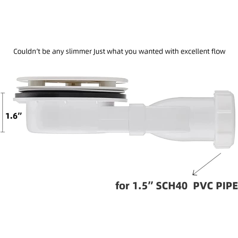 Siphon de douche en ABS chromé à profil bas, vidange mince, débit d'eau de 36 L par minute, vidange 