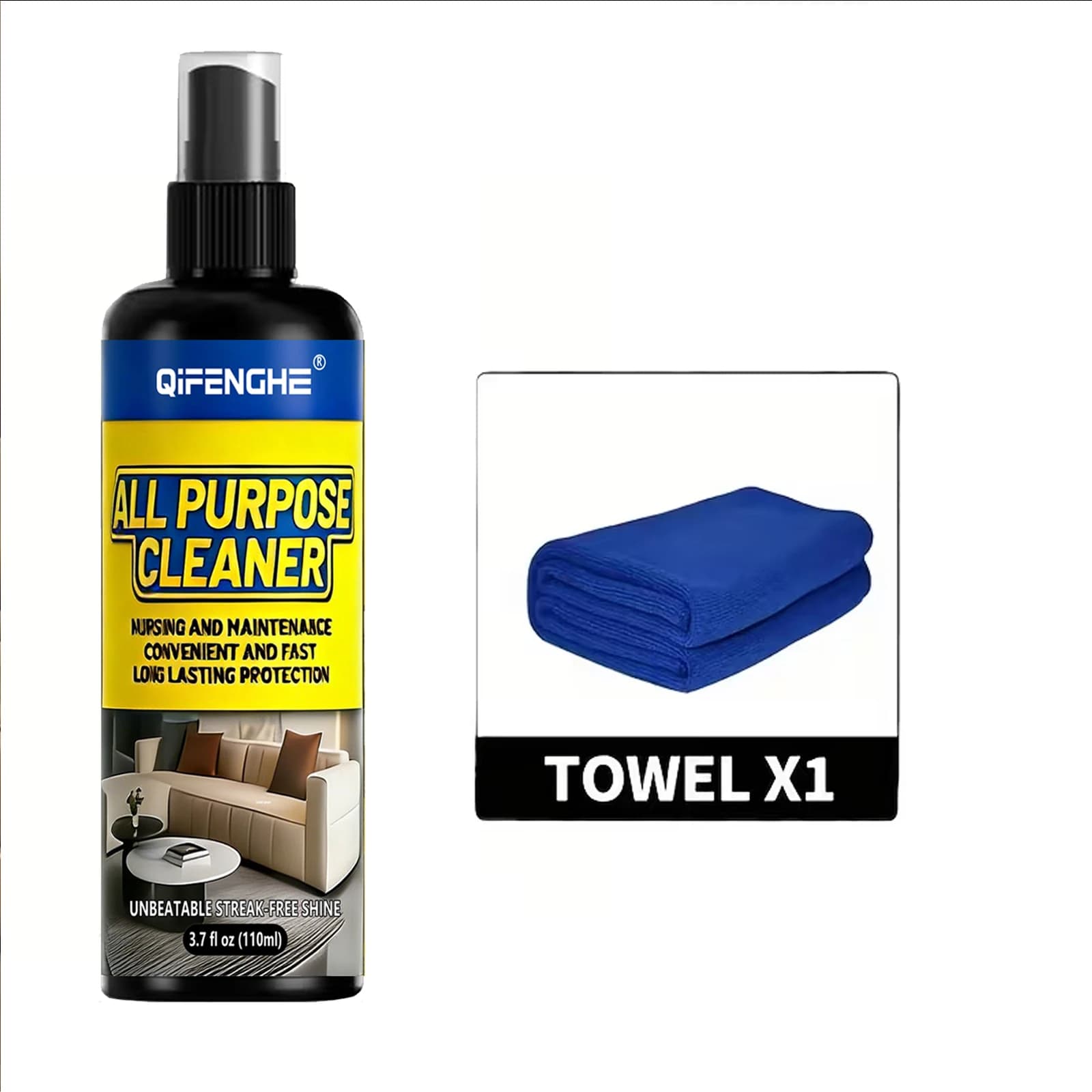 Nettoyant tout usage en spray avec serviette en microfibre, solution de nettoyage multi-usages sans 
