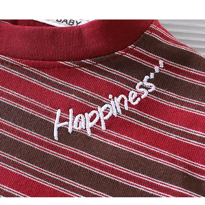 T-shirt rayé de style coréen pour garçons et filles, vêtements en coton respirant, vêtements de prin