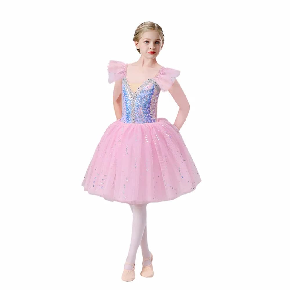 Robes de danse pour filles, robes de ballet pour enfants, robes de danse à paillettes pour filles, c