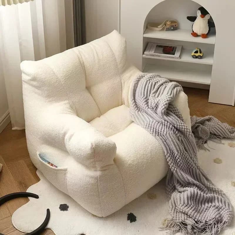 Canapé paresseux pour enfants – Tissu en coton et lin doux avec housse amovible et lavable, parfait 