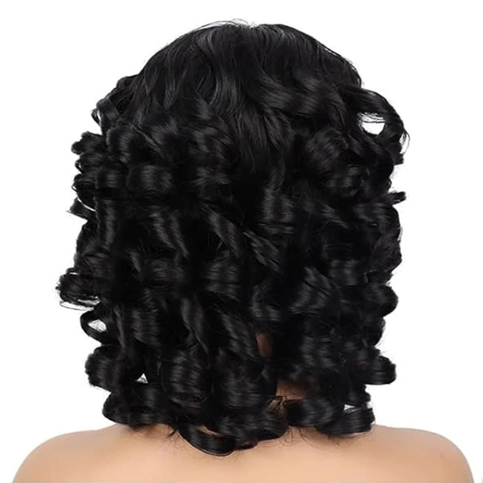 Tereshar perruque synthétique courte Afro bouclée avec frange grande perruque bouclée crépue courte 