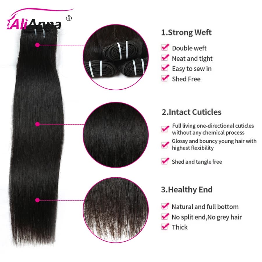 Mèches naturelles brutes vietnamiennes Super Double tirage, Extensions de cheveux lisses non traités