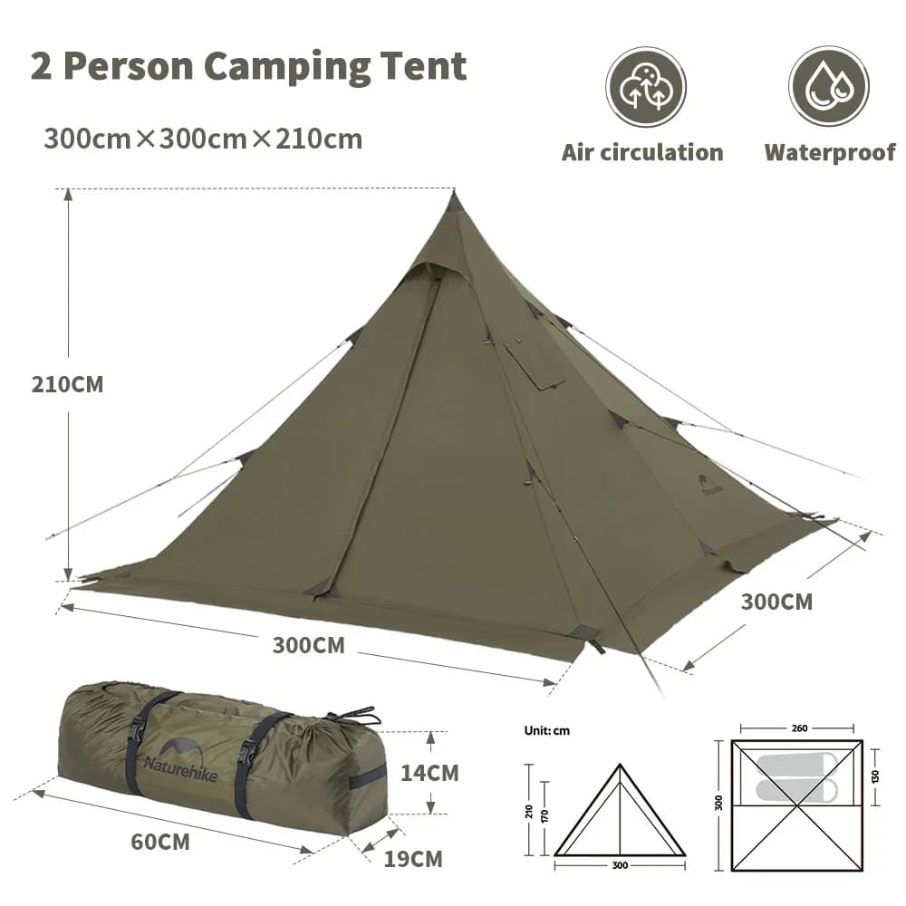 Natureifa-Tente Pyramidale Portable et Étanche pour Camping en Plein Air et Pique-Nique, Tipi de Ran