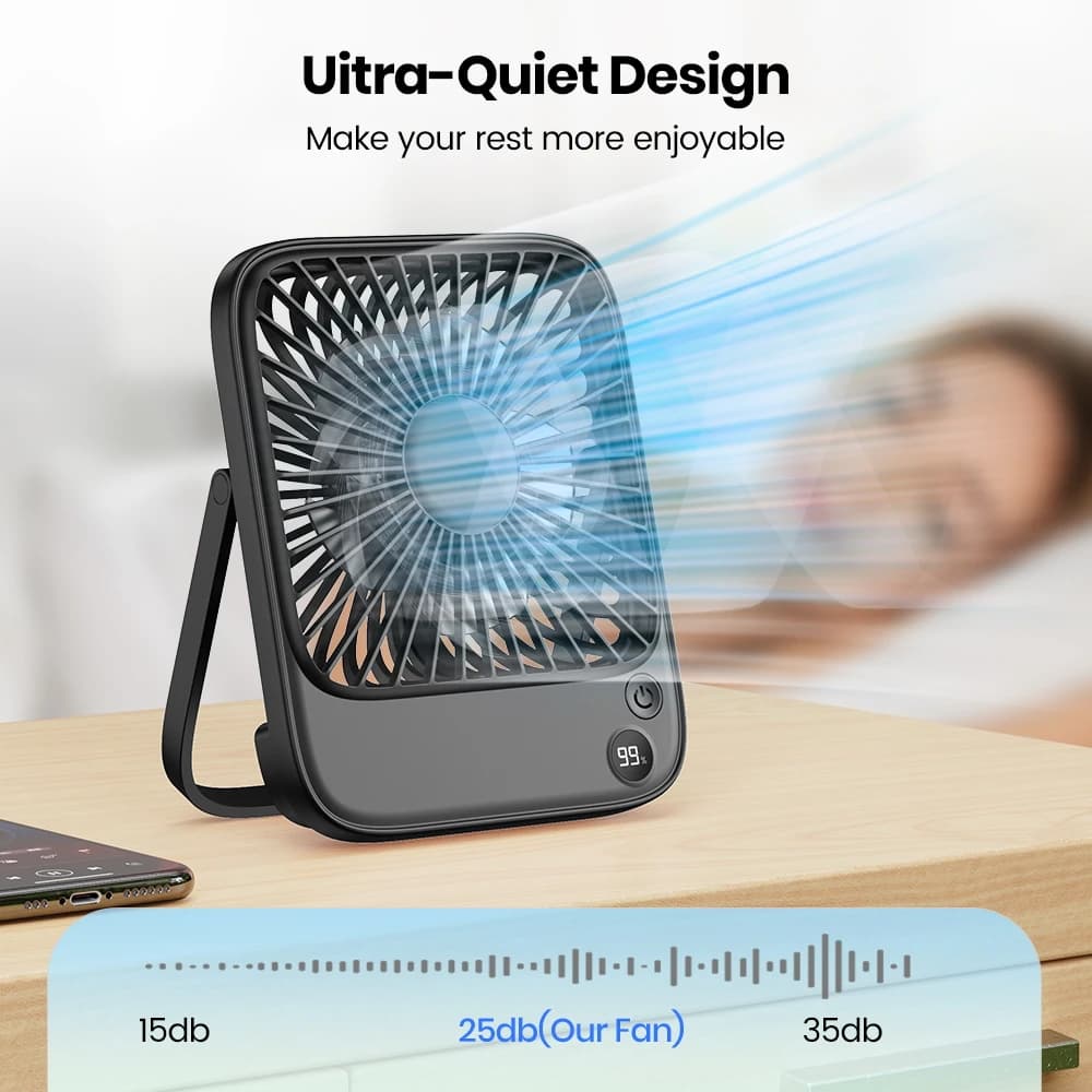 TOPK ventilateur Portable Rechargeable Mini ventilateur électrique pour le Camping, batterie 4600 ma