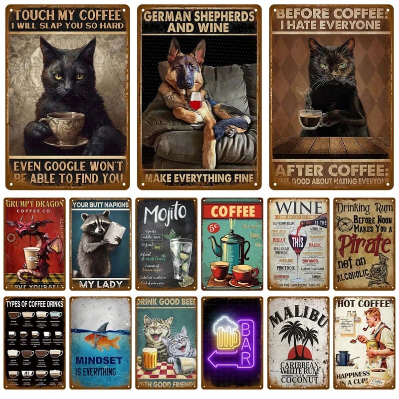 Affiche en métal, plaques de Bar, Art mural rétro, signe en étain, intérieur extérieur, pièce esthét