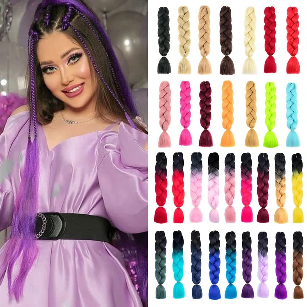 Jgreeting-Extensions de tresses synthétiques pour femmes, 24 pouces, cheveux afro ombré kanekalon