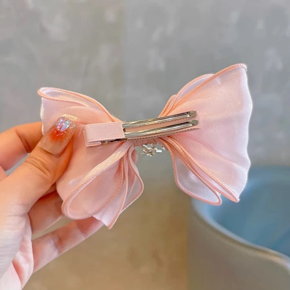 Épingles à cheveux princesse gros nœuds pince à cheveux enfants couronne ruban bec de canard pince f