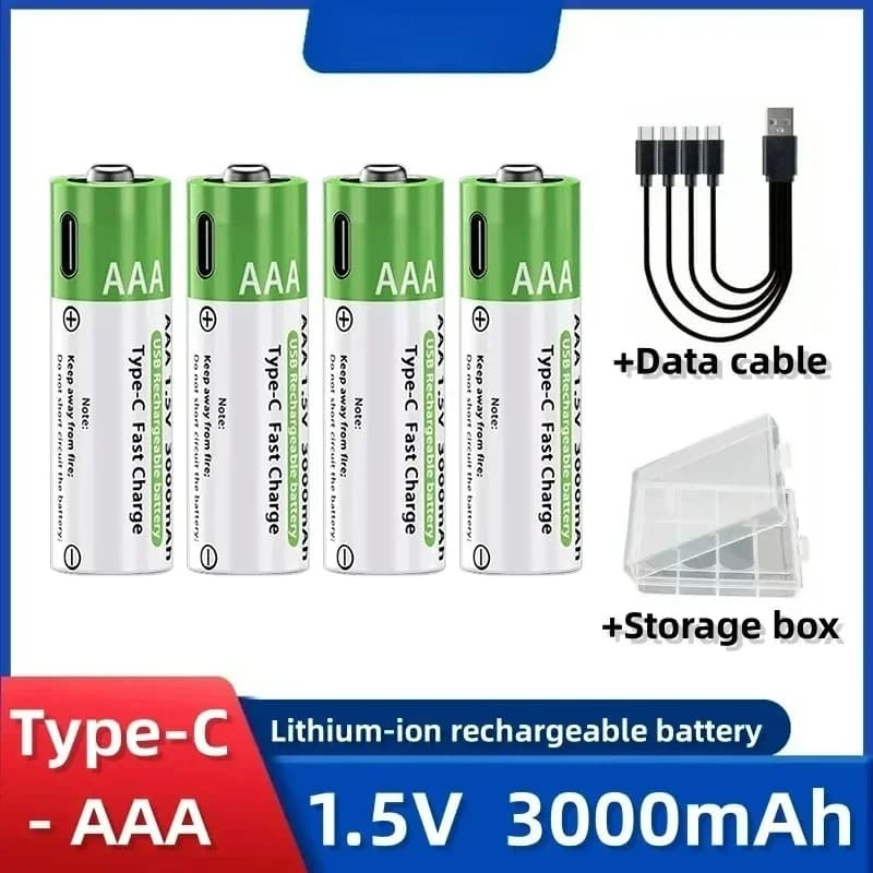 2025NEW batterie Lithium-Ion type-c batterie haute capacité Rechargeable AA & AAA batterie pour télé