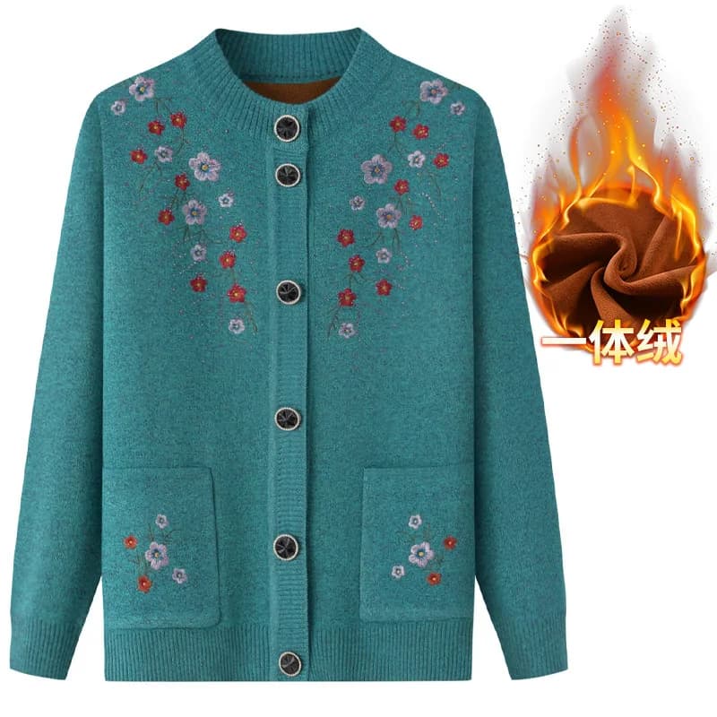 Haut de printemps automne femmes ElmainMother's brodé avec espoir chandails grand-mère hiver Plus Ve