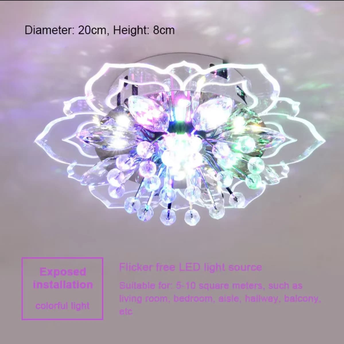 Créatif LED plafonnier cristal fleur lustre chambre couloir salon suspension lampe chambre cuisine d