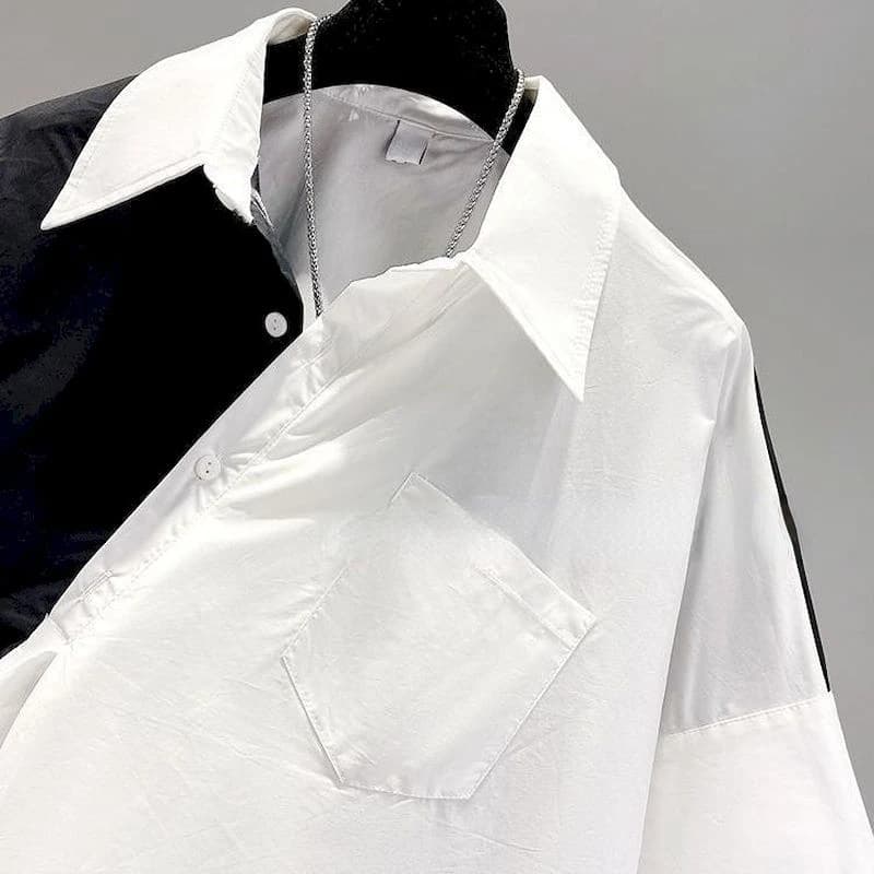 Chemise Patchwork à Manches Courtes pour Femme, Design Irrégulier, Chic, à la Mode, Tendance d'Été, 