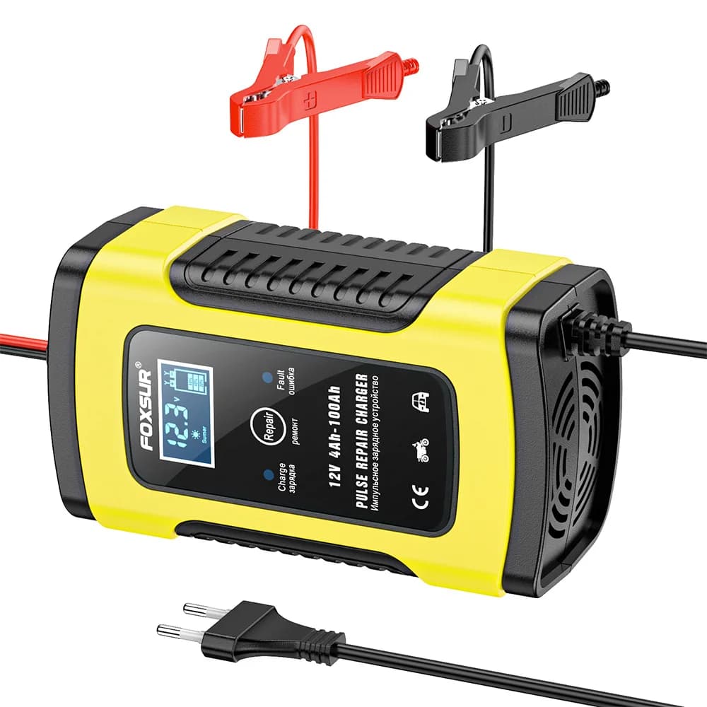 Foxsur – chargeur de batterie de voiture automatique 12V 5a, charge rapide intelligente, pour GEL AG