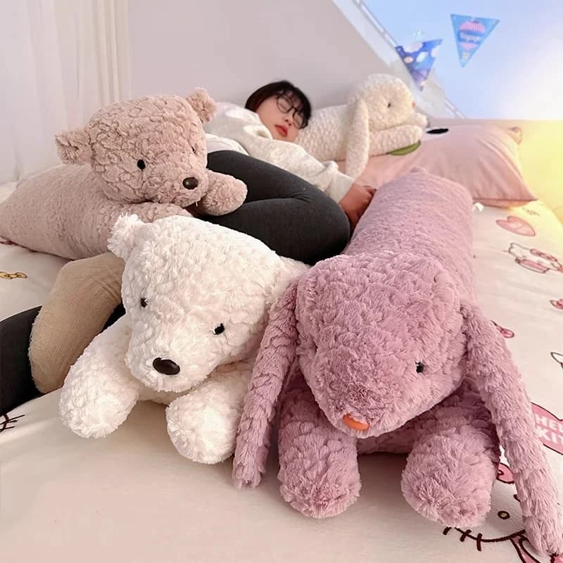 Long lapin en peluche, grand ours mignon, lapin en peluche, coussin de couchage décoratif, coussin d