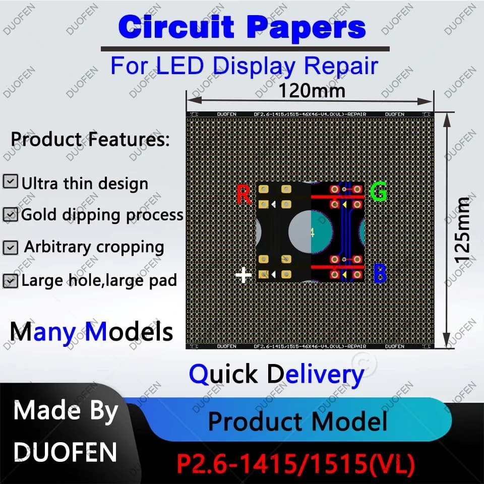 Papier de circuit série P2.6, tampons à souder double face, entièrement coupés avec de grands trous,