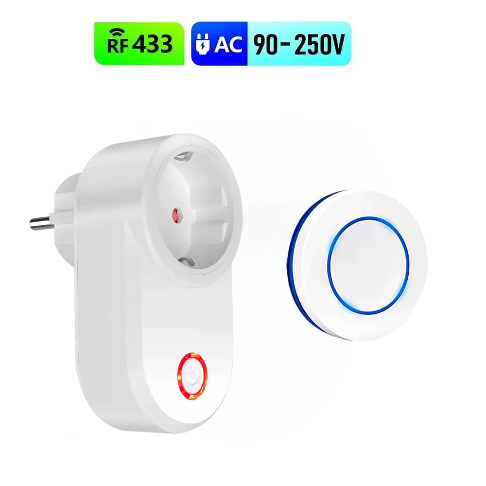 AC 220V 15A télécommande sans fil prise électrique interrupteur 433mhz Rf prise ue transmetteur rond