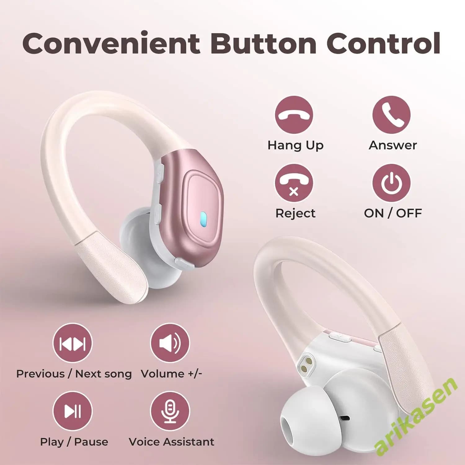 Écouteurs sans fil Bluetooth 5.3 IP7, étanches, avec suppression du bruit ENC, crochets pour basses 