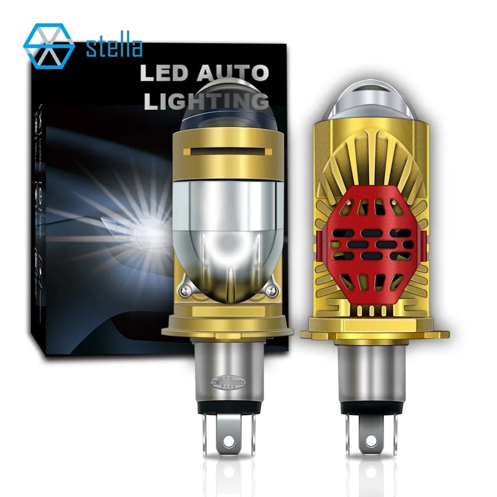 Stella Bi LED lentille projecteur H4 Mini ampoule 110W Canbus 14000LM facile à installer ventilateur