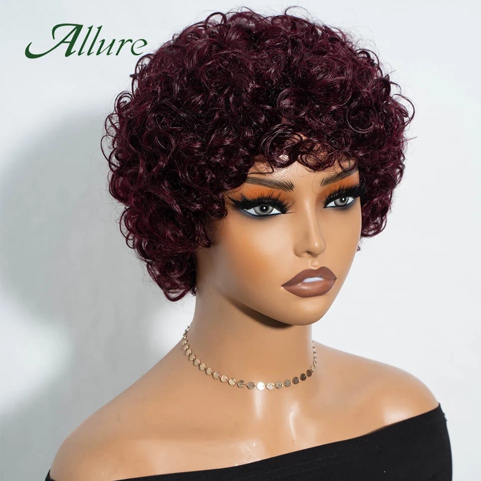 Perruques en cheveux humains Jerry Curly pour femmes noires, perruque courte pixie afro bouclée de 1