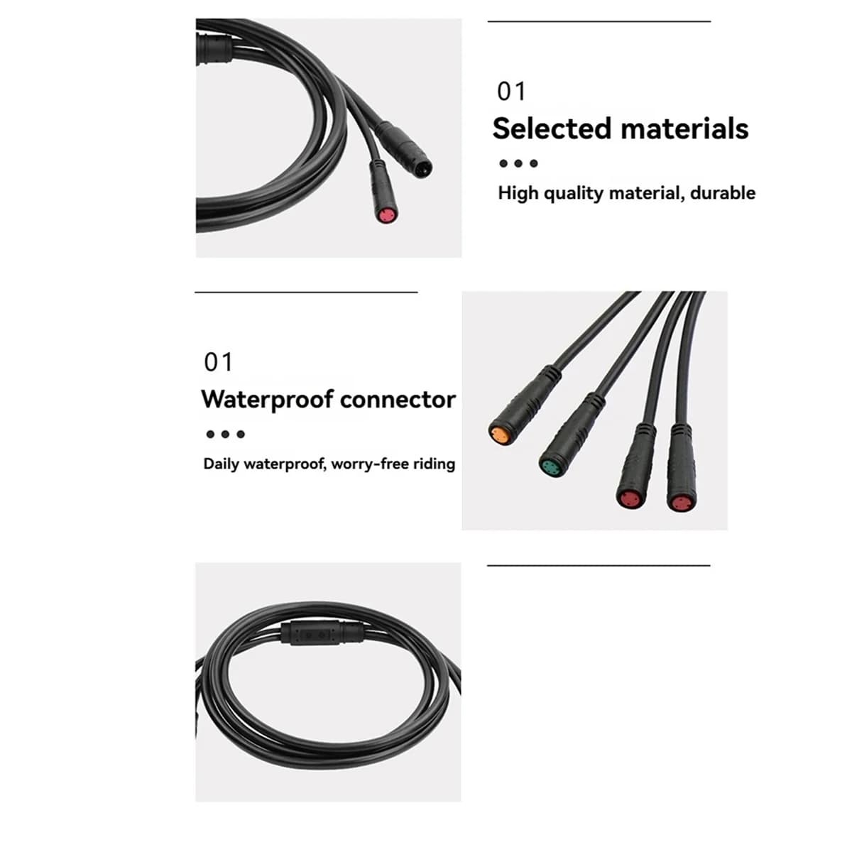 BAAU câble de vélo électrique 1TO5 câble étanche fils pour contrôleur KT affichage de frein d'accélé