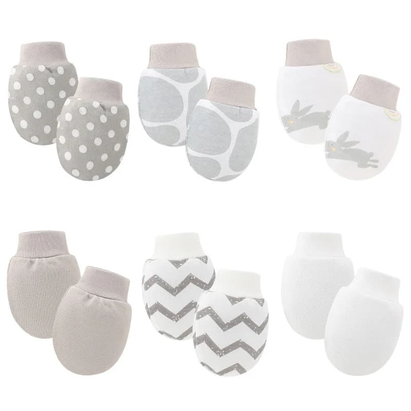 Gants de Protection pour nouveau-né, 6 paires/lot, mitaines pour bébé garçon, en coton doux, anti-ra