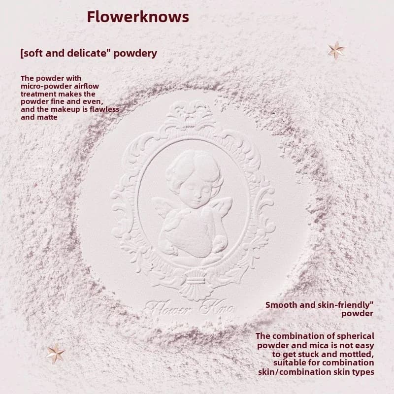 Flower Knows Collection de cupidon aux fraises poudre pressée fond de teint en poudre de maquillage 