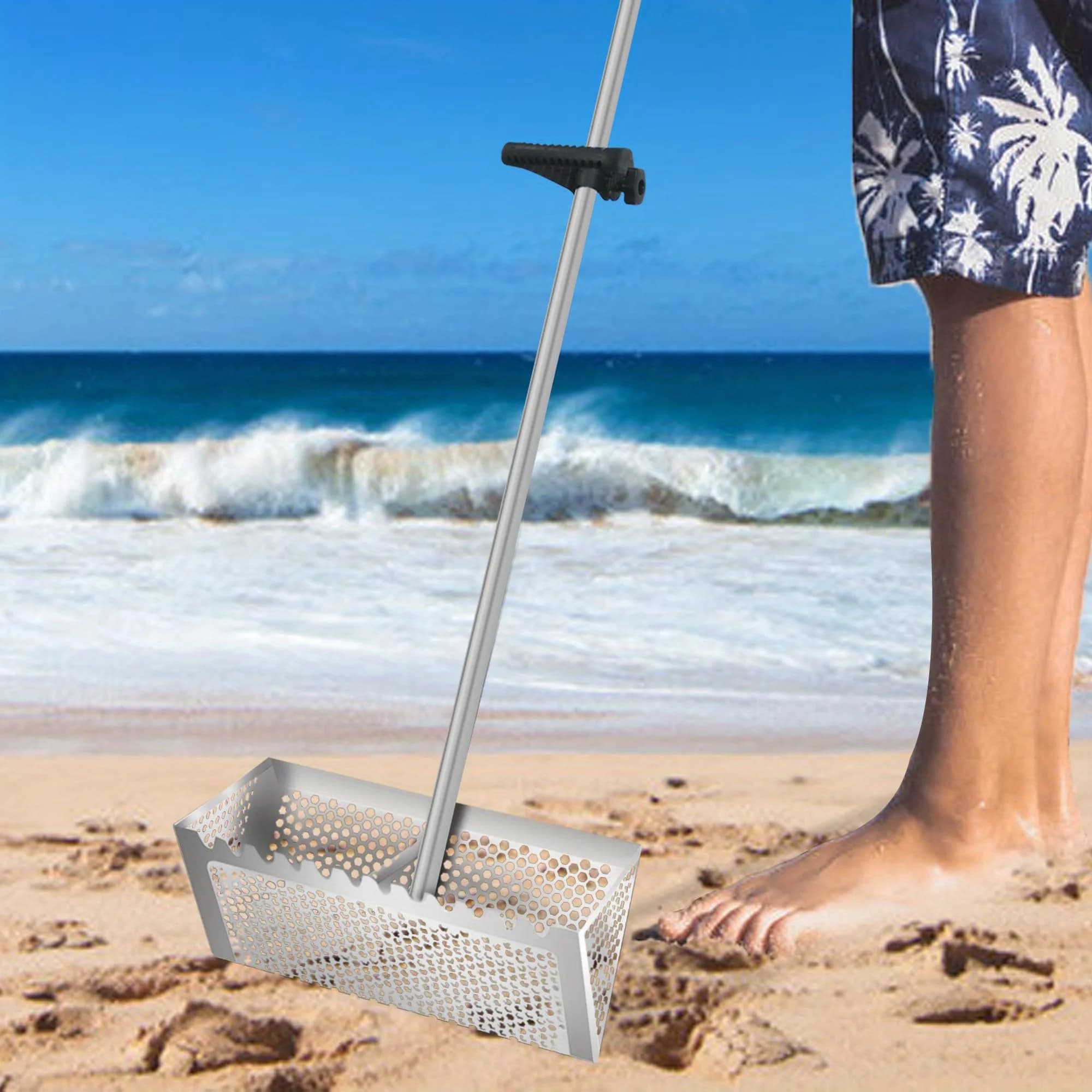 Tamis à sable pliable en acier inoxydable, fournitures de terrain pour dents de requin, pelle de pla