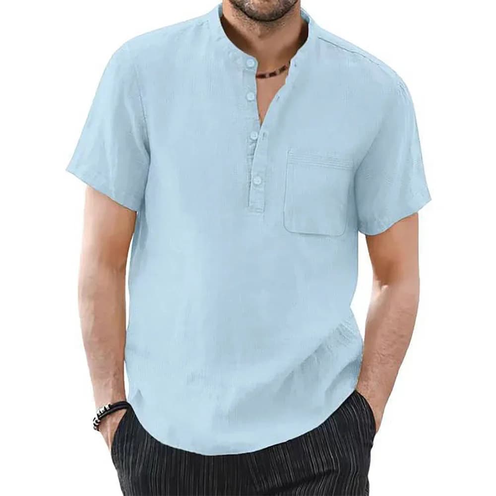T-shirt à Manches Courtes en Coton et Lin pour Homme, Décontracté, Confortable, Respirant, Taille Am