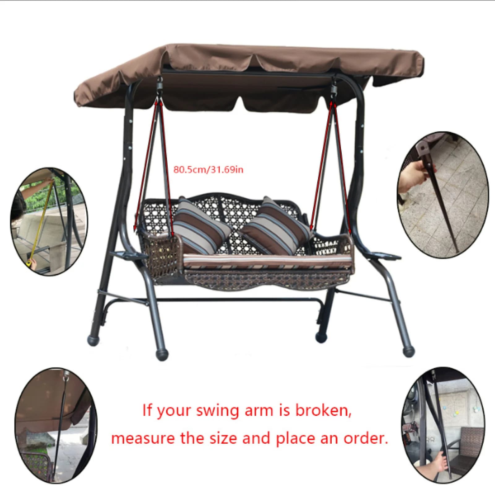 2x tiges de remplacement de balançoire, poteaux suspendus, bras oscillants, tiges métalliques pour s