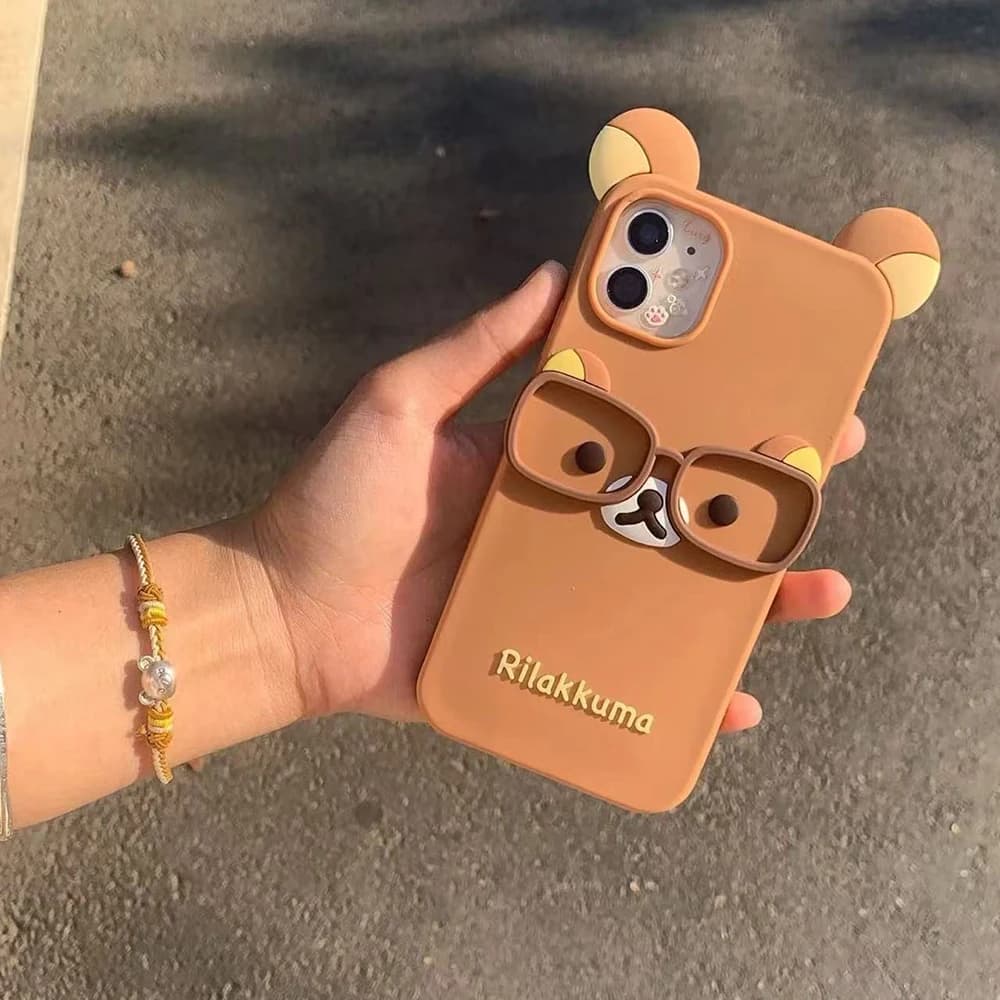 Pour iPhone 17 Pro 4 4S 5 5S 6 16 Pro Max 15 14 Plus 13 12 11 7 8 SE Rilakkuma ours chocolat dessin 