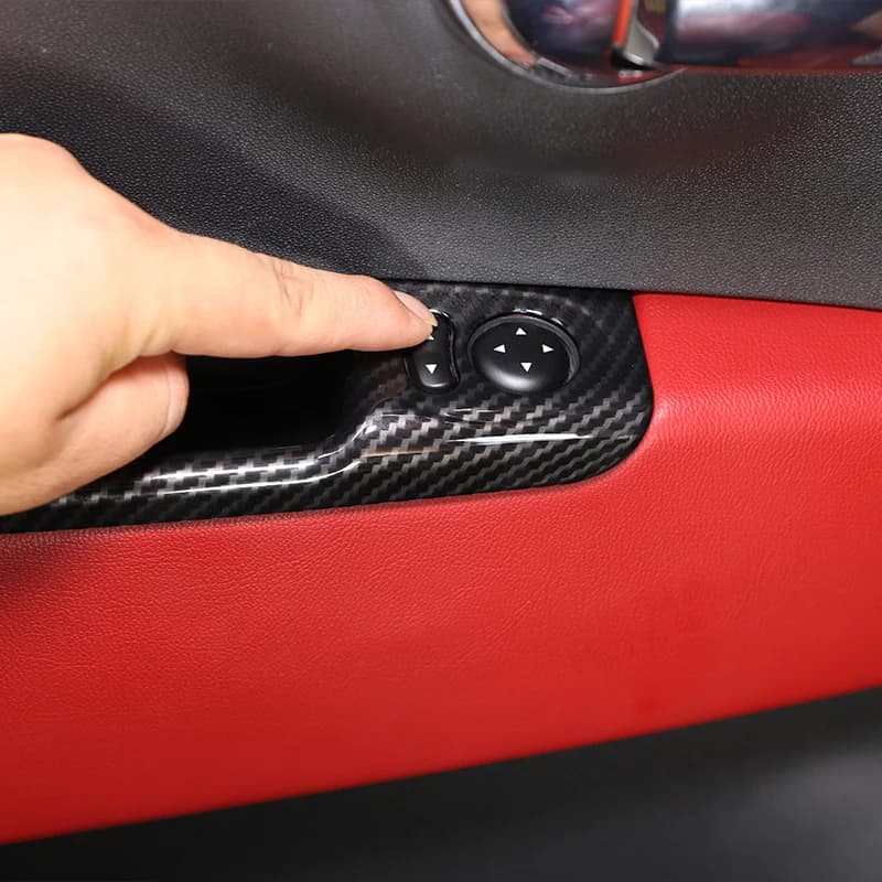 Boîte de rangement pour interrupteur de réglage du rétroviseur de voiture en ABS imitation carbone p
