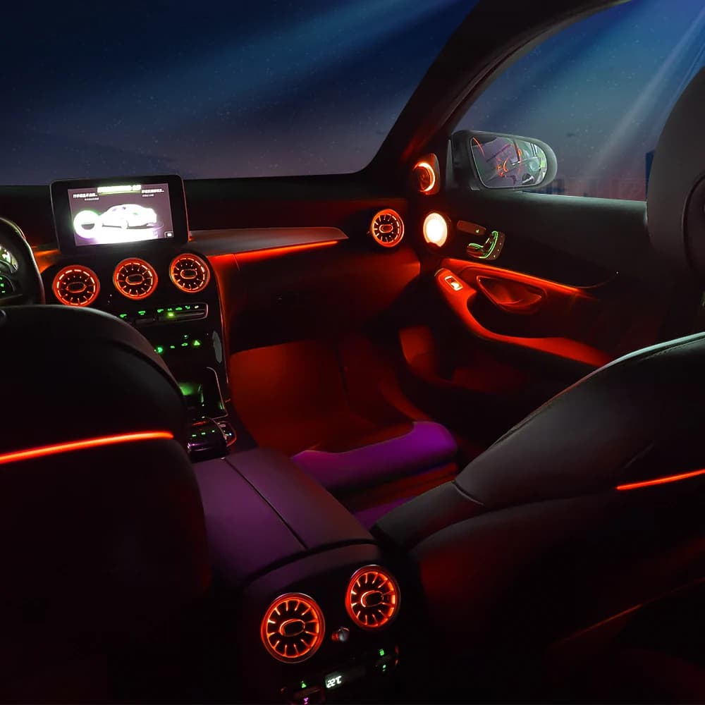Diffuseurs d'air LED pour voiture, 3/64 couleurs, pour Mercedes-Benz Classe C GLC W205 X253 W213 W22