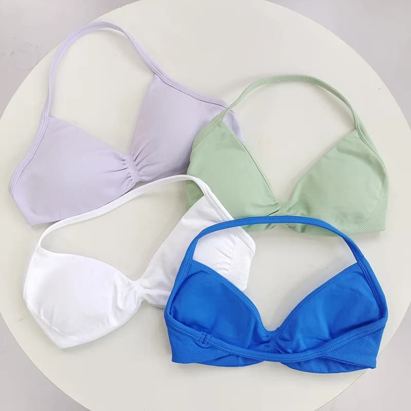 Soutien-gorge de sport à lacets à haut support pour femmes – Camisole à fines bretelles, sans coutur