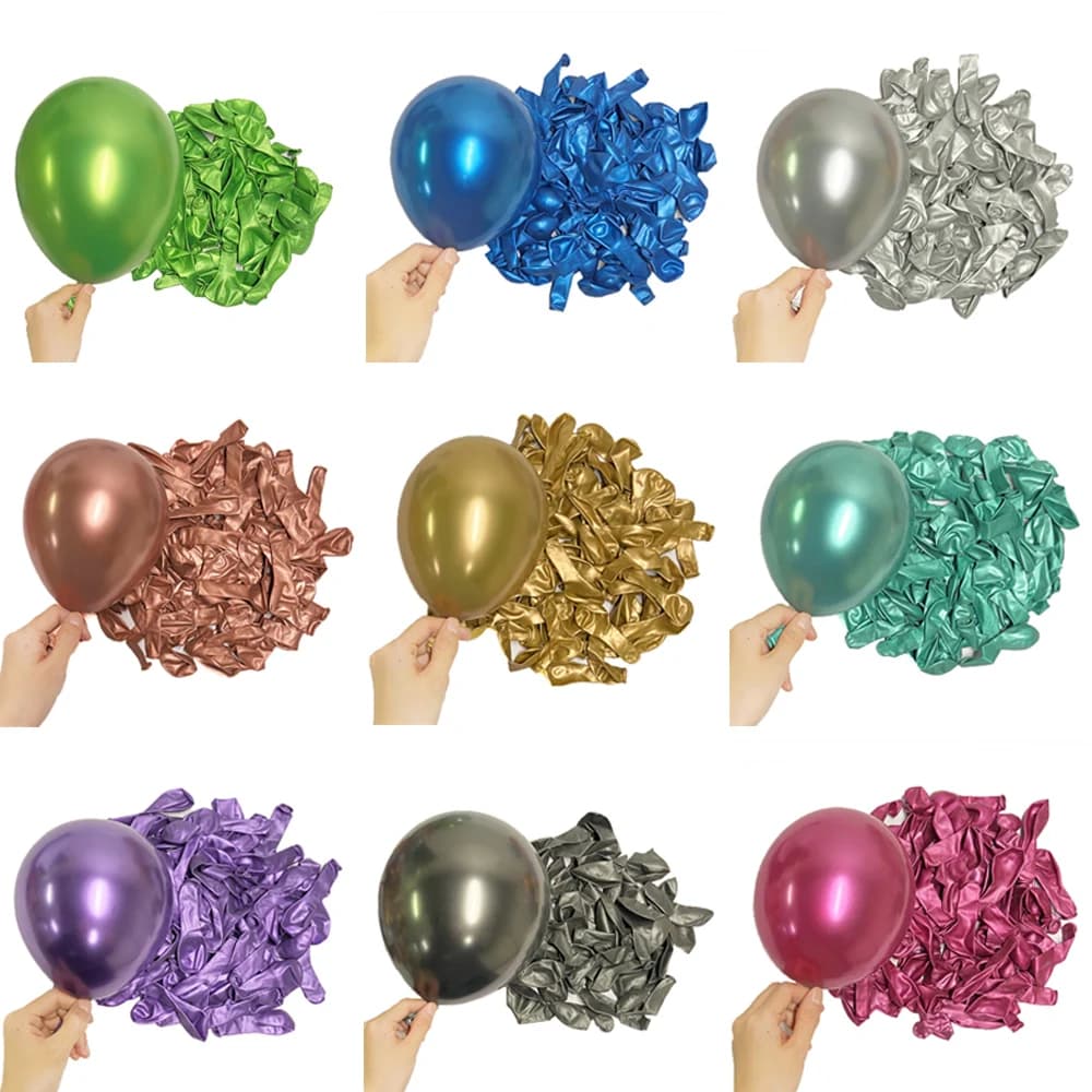 Ballons d'anniversaire en métal, 5/10/18 pouces, métallique, bleu, vert, argent, Chrome, or Rose, dé