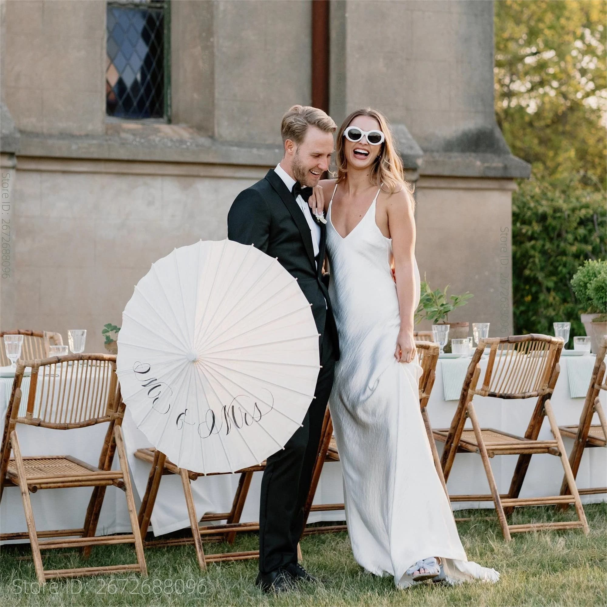 Parasol en papier pour mariage, 5/12/16 pièces, 60/80cm, parapluies blancs pour centres de table de 