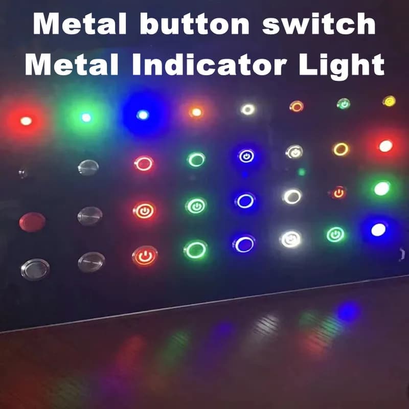 Indicateur métallique LED avec fil 3v 5v 12V 24V 220V, voyant d'avertissement, rouge, bleu, jaune, v