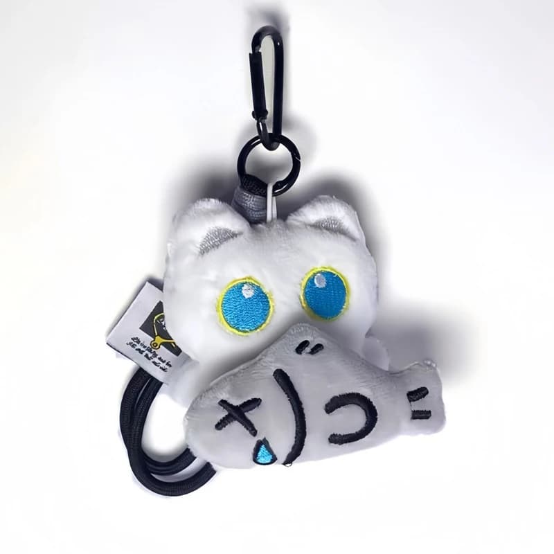Porte-clés en peluche chat noir mignon, chaton de dessin animé, pendentif de poupée en peluche douce