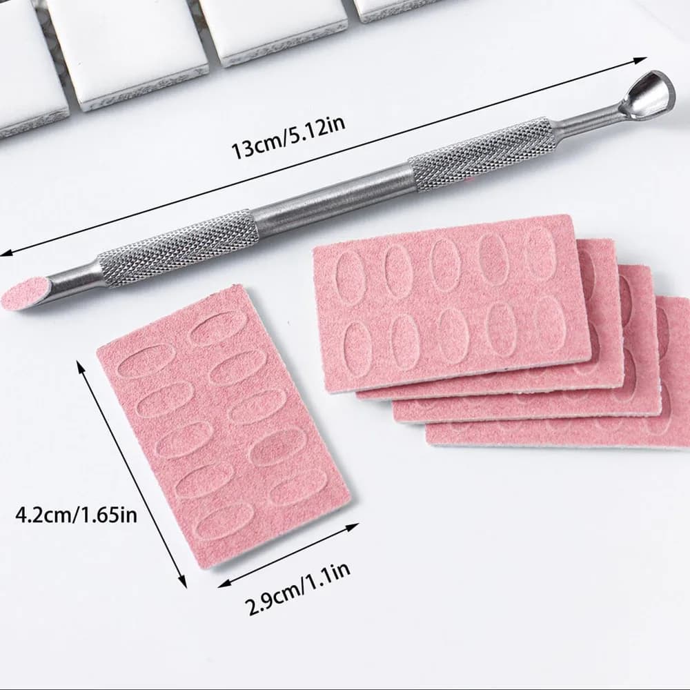 50 pièces 180 grain ponçage tranche + 1Pc ongles cuticule poussoir ensemble auto-adhésif pré polissa
