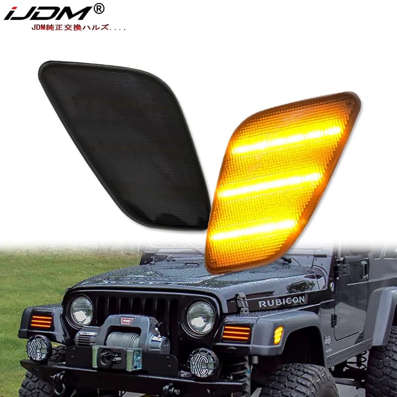 Feux de position latéraux pour Jeep Wrangler TJ, bande triple-nucléoLED ambre, clignotant, feux laté