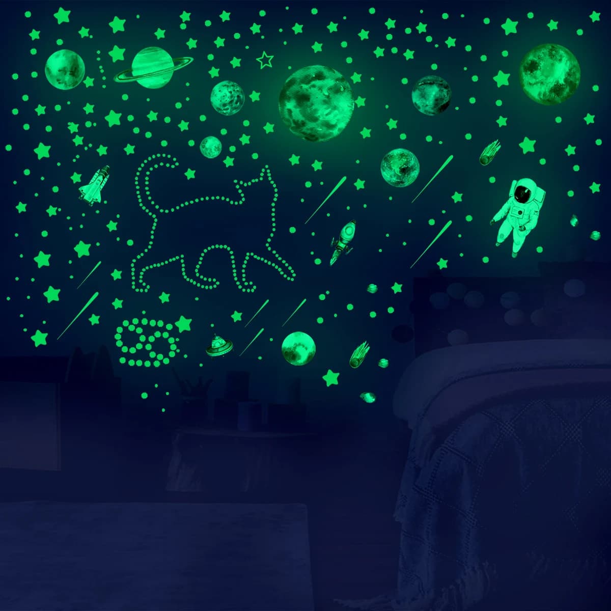 Autocollants muraux étoiles qui brillent dans la nuit, 849 pièces, étoiles scintillantes pour plafon