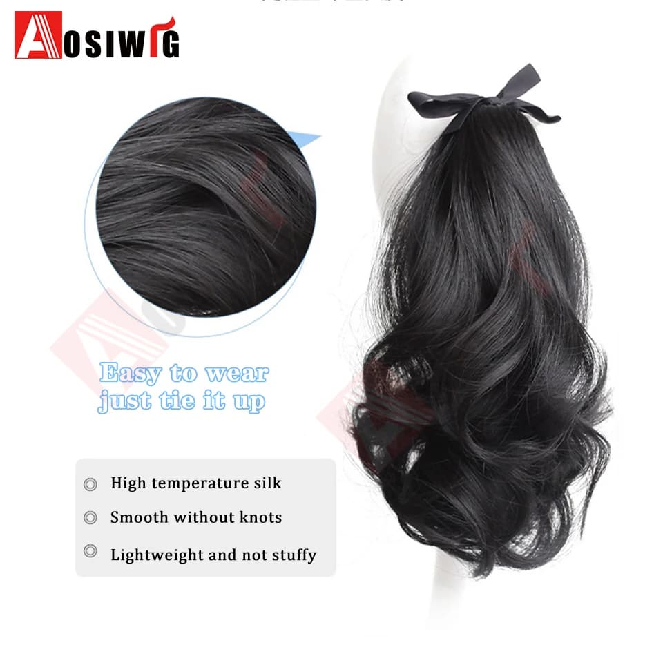 AOSI synthétique vague courte queue de cheval Extensions de cheveux cordon attaché à la queue de che