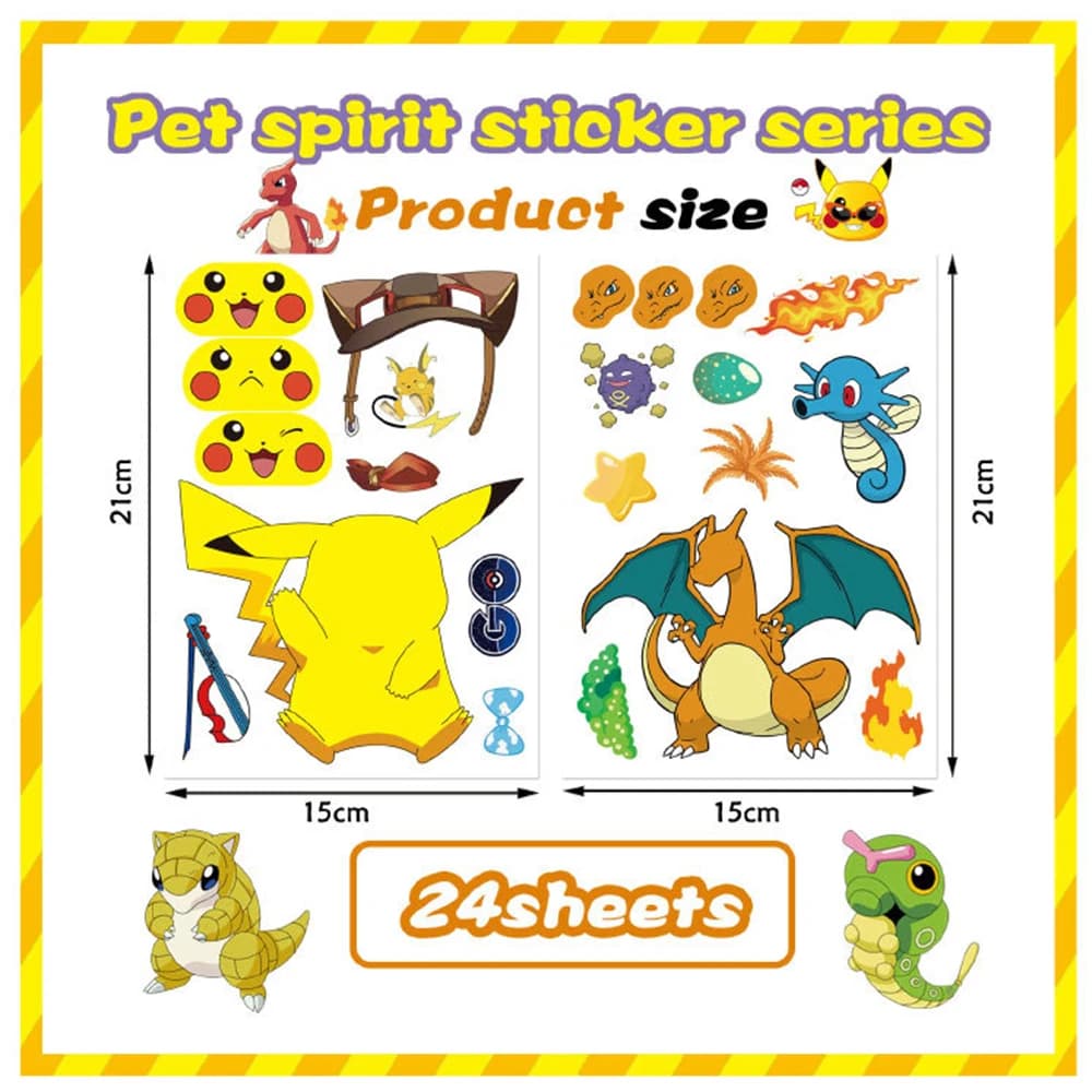 6/12 feuilles mignon Pokemon Puzzle Anime autocollants bricolage faire un visage assembler drôle des