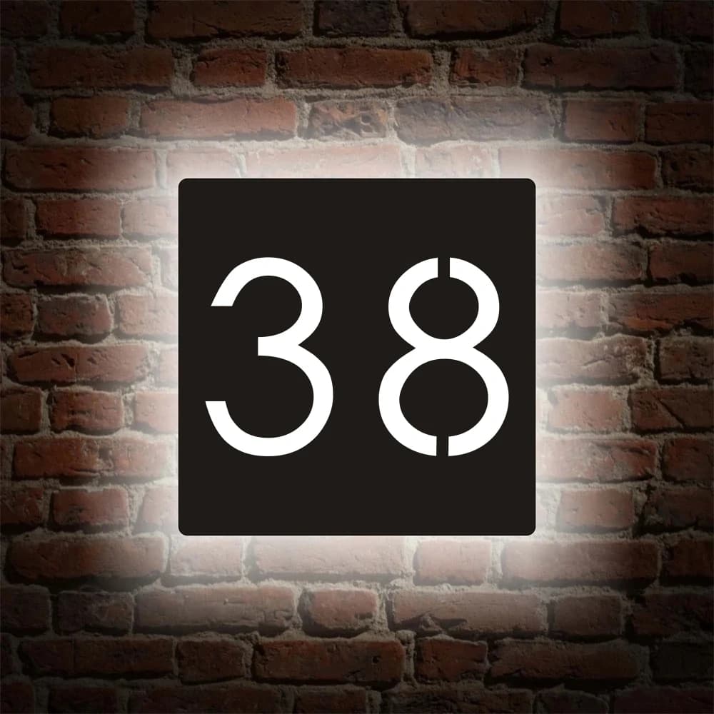 Panneau de numéro de maison personnalisé carré, boîte d'immatriculation lumineuse LED, Plaque d'adre