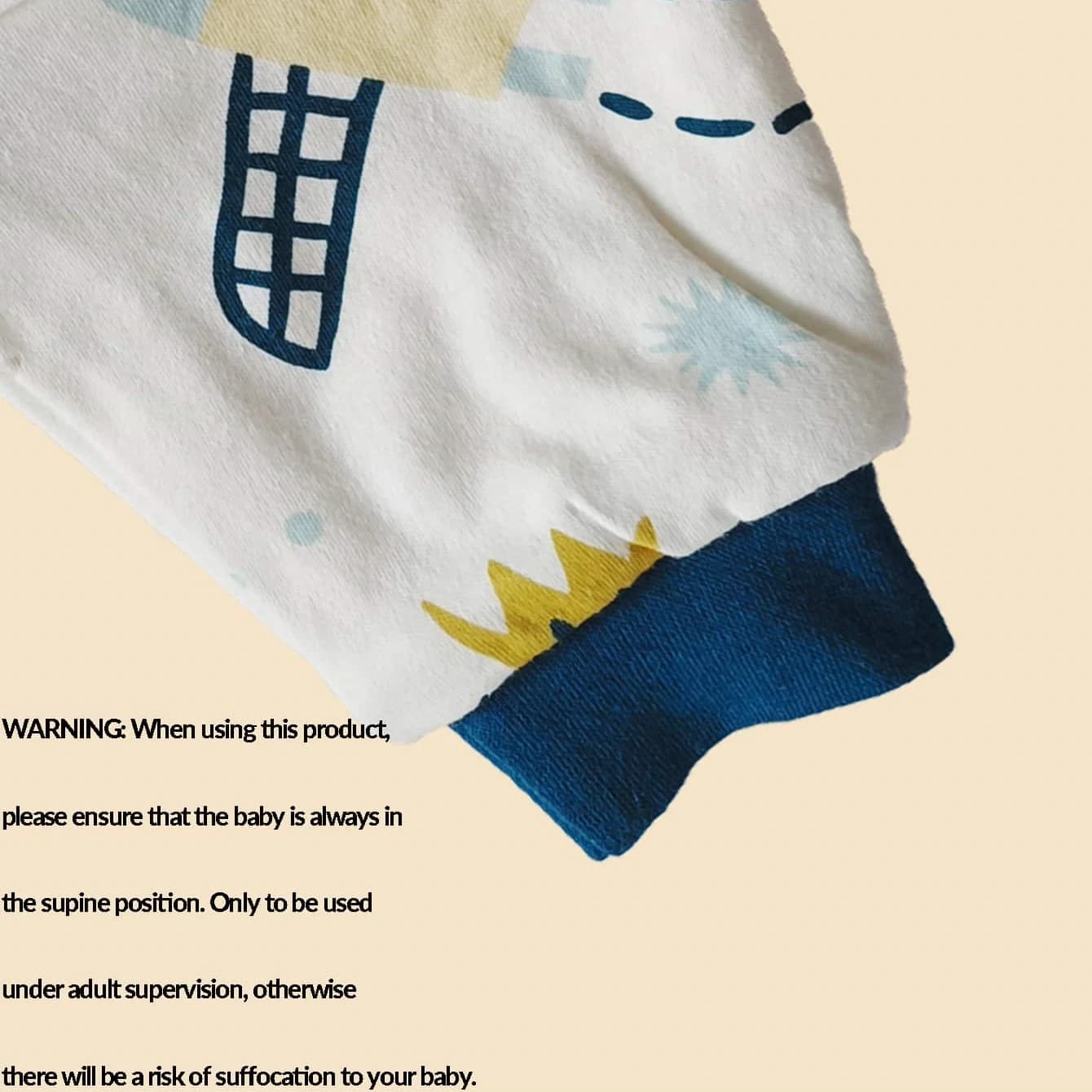 Sac de couchage fin pour bébé 2.5 Tog, printemps et automne, en coton pur, en forme de U, motif dess